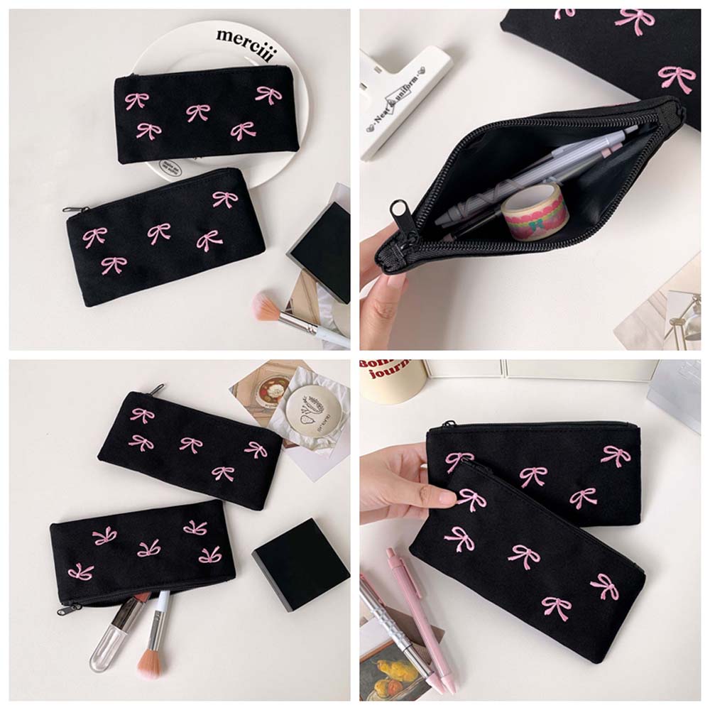 Aesthetic Large Pencil Case Pouch - Piórnik z kokardą, duża pojemność, estetyczny,