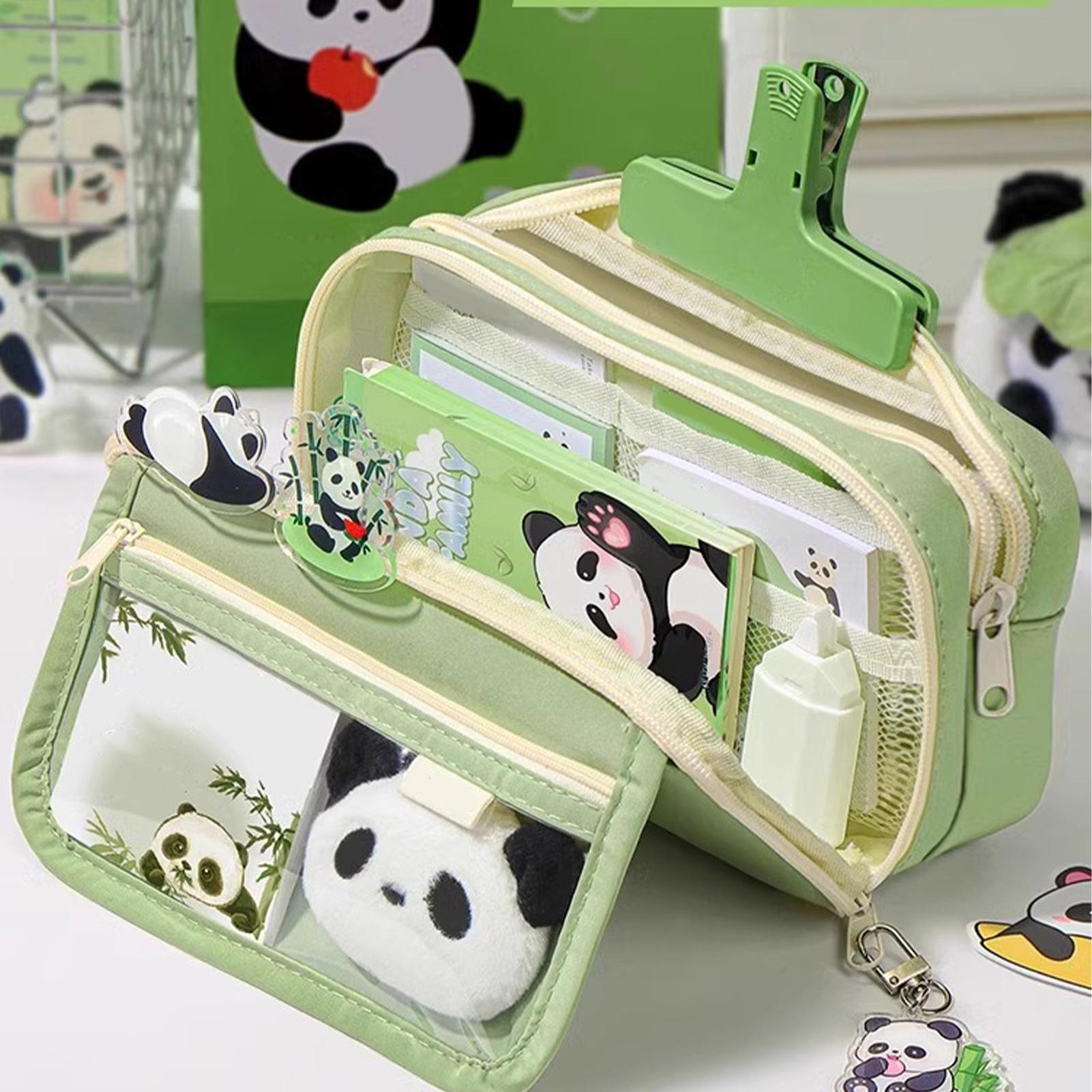 Aesthetic Large Pencil Case Pouch - Estetyczny piórnik Panda, piórnik o dużej