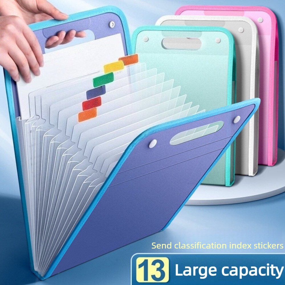 Expandable Accordion File Folder 13 Pockets - Przezroczysta teczka harmonijkowa z 13 przegródkami,