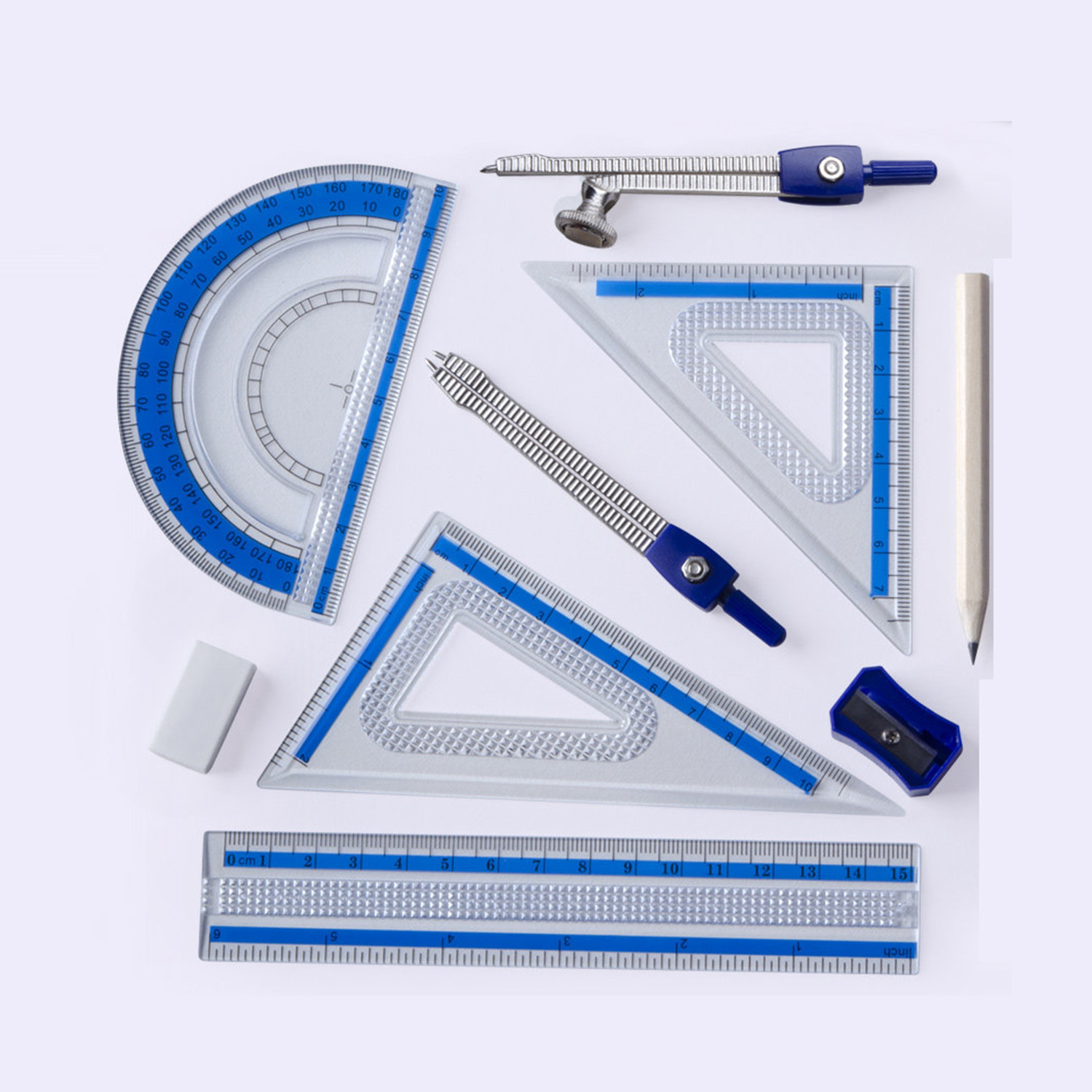 Math Geometry Set With Compass - 10-częściowy zestaw do geometrii, odporny na