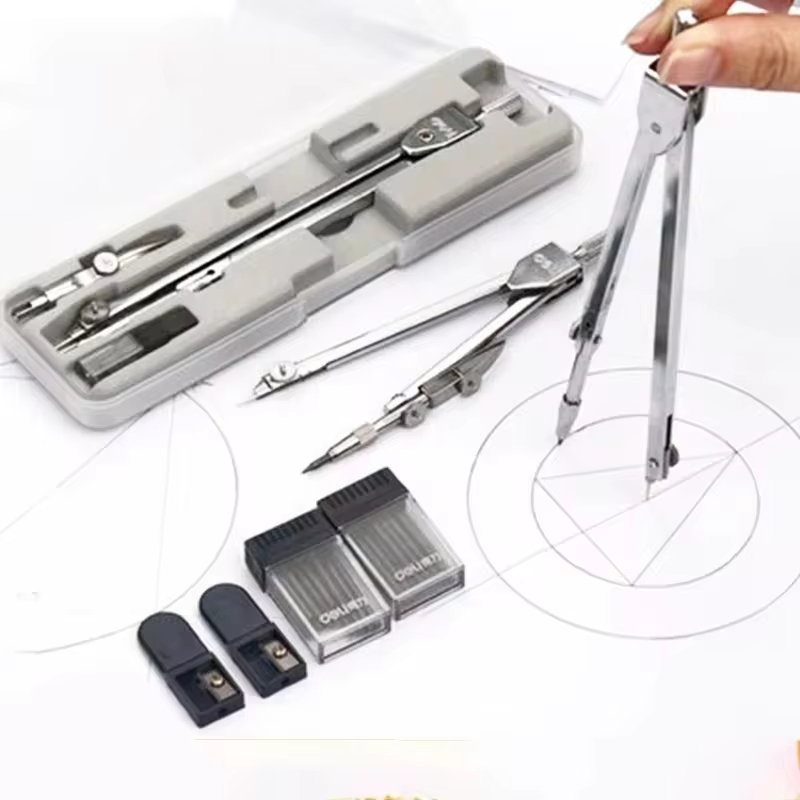 Math Geometry Set With Compass - Wielofunkcyjny kompas kreślarski ze stali nierdzewnej
