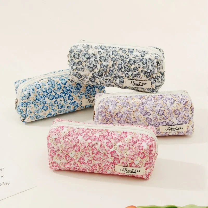 Aesthetic Large Pencil Case Pouch - 1 sztuka Retro kwiatowy piórnik dla
