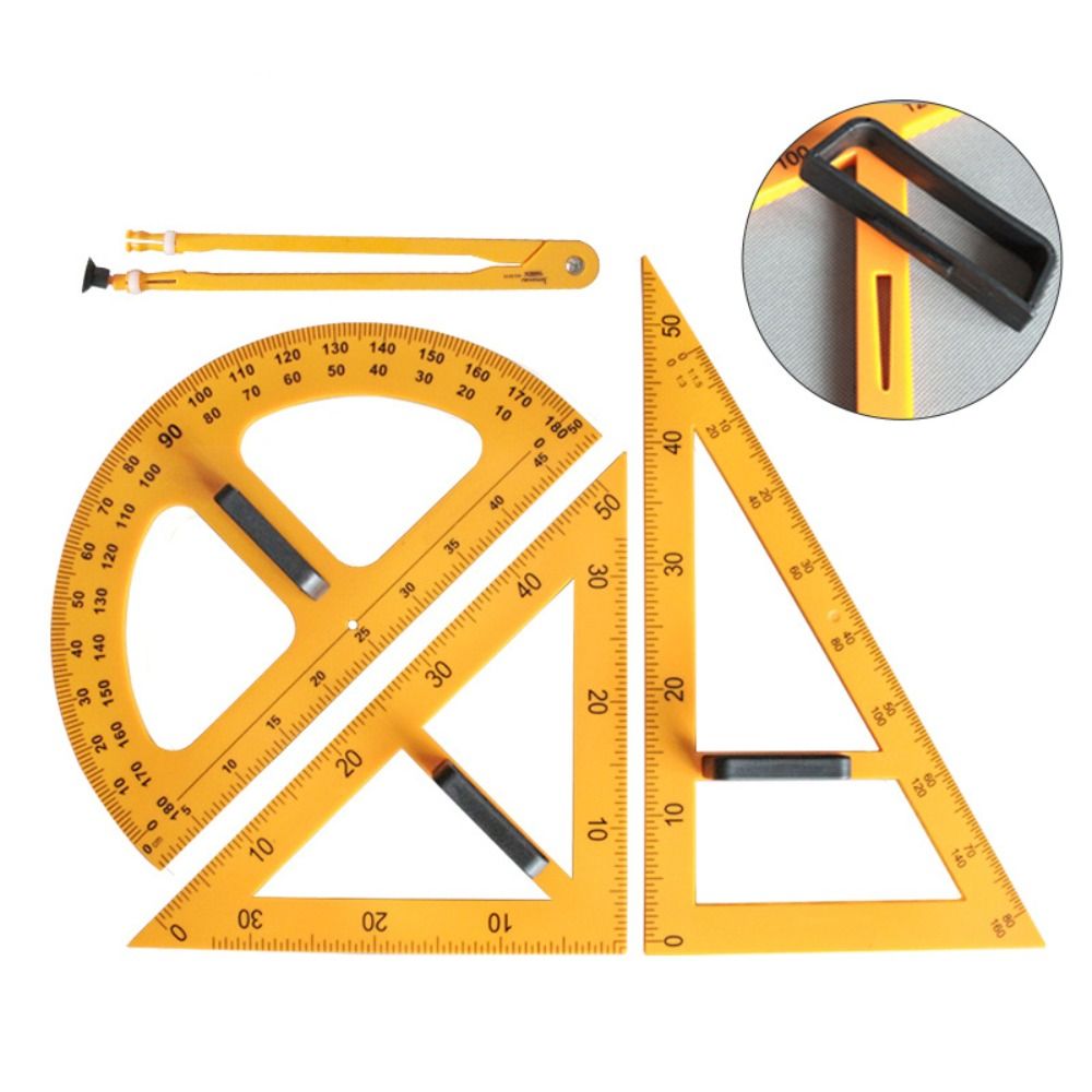 Math Geometry Set With Compass - Wytrzymała Duża Trójkątna Linijka Wielorozmiarowa Cyrkiel