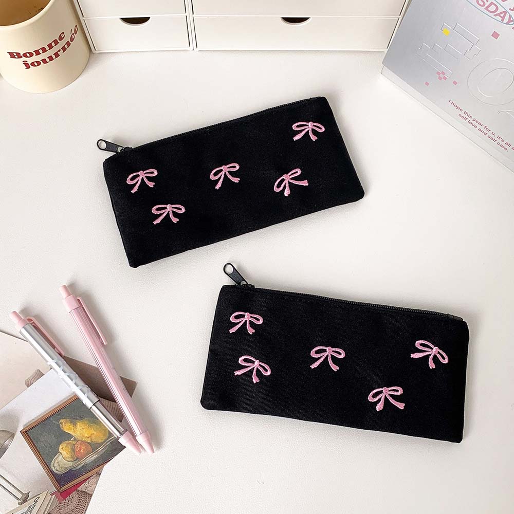 Piórnik z kokardą, duża pojemn – Aesthetic Large Pencil Case Pouch recenzja i cena