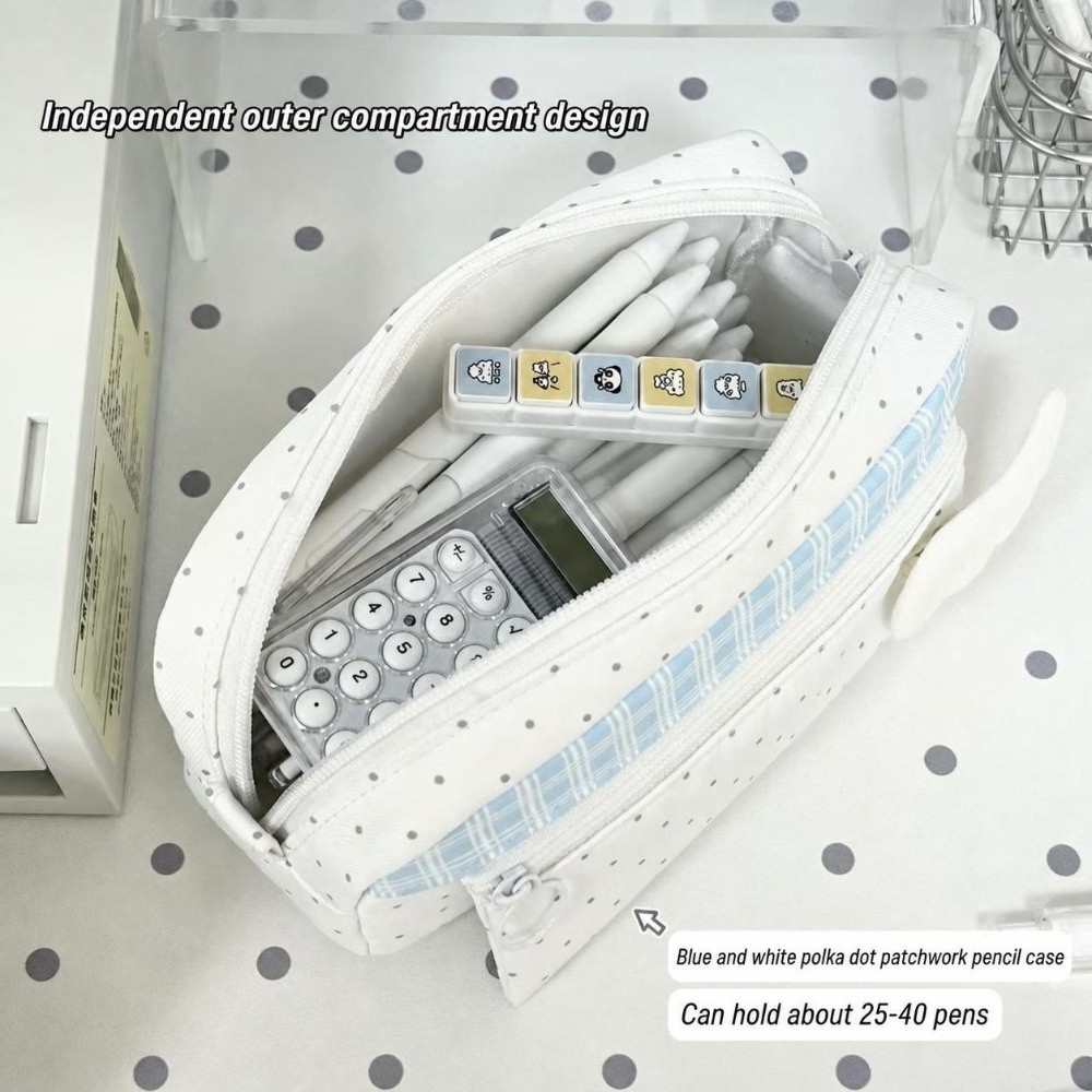 Estetyczny piórnik w kropki i  – Aesthetic Large Pencil Case Pouch recenzja i cena