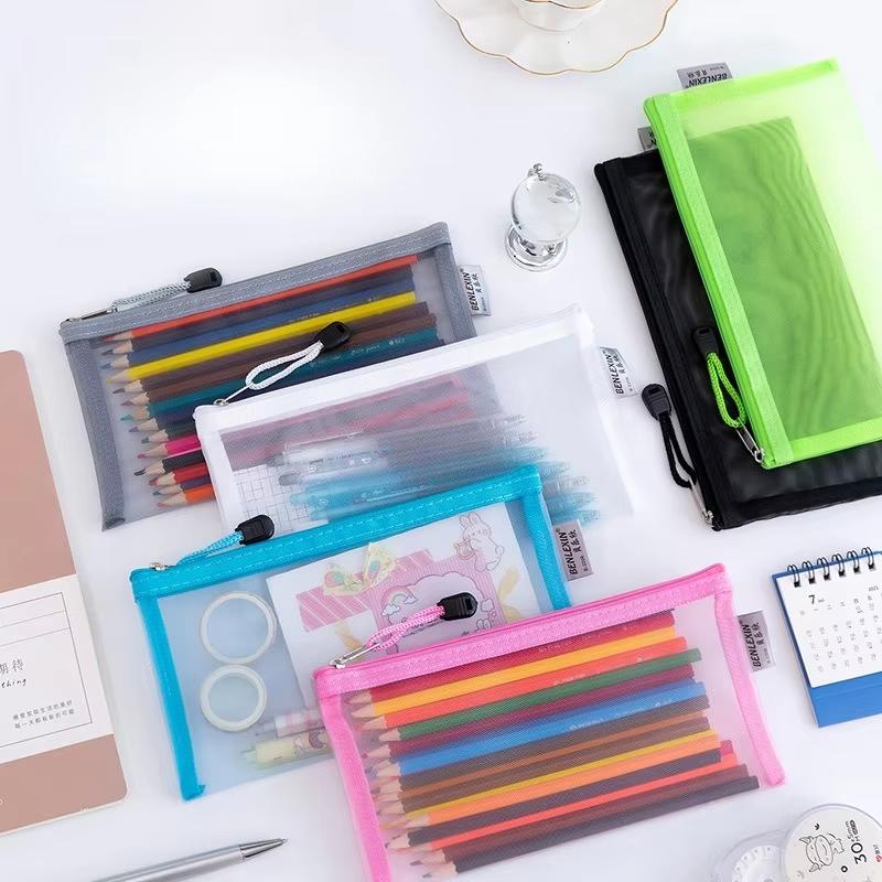 Nowy, wytrzymały, przezroczyst – Clear Mesh Pencil Pouch For Exam recenzja i cena